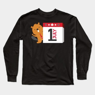 Canada Day With Beaver Holding 1 July Long Sleeve T-Shirt